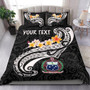 Samoa Custom Personalised Bedding Set - Samoa Seal Polynesian Patterns Plumeria (Black) 1