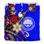 Chuuk Bedding Set - Tribal Flower With Special Turtles Blue Color4