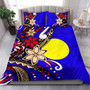 Palau Polynesian Bedding Set - Tribal Flower With Special Turtles Blue Color 2