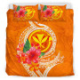 Hawaii Polynesian Custom Personalised Bedding Set - Orange Floral With Seal 3