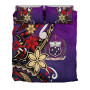 Samoa Bedding Set - Tribal Flower With Special Turtles Purple Color 3