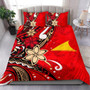Tokelau Polynesian Bedding Set - Tribal Flower With Special Turtles Red Color 2