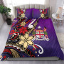 Fiji Bedding Set - Tribal Flower With Special Turtles Purple Color 1