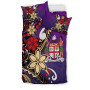 Fiji Bedding Set - Tribal Flower With Special Turtles Purple Color 2