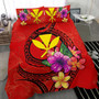 Polynesian Bedding Set - Hawaii Duvet Cover Set Floral With Seal Red 3