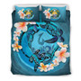 Polynesian Duvet Cover Set - Nauru Bedding Set Blue Plumeria Animal Tattoo 2