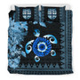 Polynesian Duvet Cover Set - Fiji Bedding Set Tapa Turtle Hibiscus Blue 1