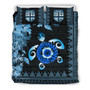 Polynesian Duvet Cover Set - Fiji Bedding Set Tapa Turtle Hibiscus Blue 2