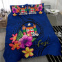 Polynesian Bedding Set - Fiji Duvet Cover Set Floral With Seal Blue 3