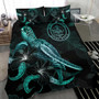 Palau Polynesian Bedding Set - Turtle With Blooming Hibiscus Turquoise 3