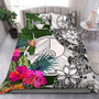 Yap Custom Personalised Bedding Set White - Turle Plumeria Banana Leaf 1