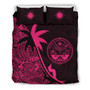 Marshall Islands Duvet Cover Set - Marshall Islands Coat Of Arms & Coconut Tree Pink 2