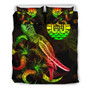 Vanuatu Polynesian Bedding Set - Turtle With Blooming Hibiscus Reggae 5