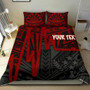 Kosrae Personalised Bedding Set - Kosrae Seal In Heartbeat Patterns Style (Red) 2