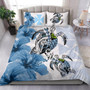 Wallis And Futuna Polynesian Bedding Set - Turtle With Blooming Hibiscus Turquoise 5