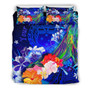 [Custom Personalised] Samoa Bedding Set - Humpback Whale With Tropical Flowers (Blue) 3