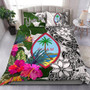 Guam Custom Personalised Bedding Set White - Turtle Plumeria Banana Leaf 1