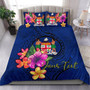 Polynesian Custom Personalised Bedding Set - Fiji Duvet Cover Set Floral With Seal Blue 1