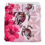 Polynesian Duvet Cover Set - Wallis And Futuna Bedding Set Polynesia Turtle Hibiscus Pink 3