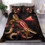 Tokelau Polynesian Bedding Set - Turtle With Blooming Hibiscus Gold 1