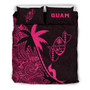Guam Duvet Cover Set - Guam Coat Of Arms & Coconut Tree Pink 2