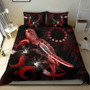 Cook Islands Polynesian Bedding Set - Turtle With Blooming Hibiscus Red 2