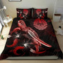 Tahiti Polynesian Bedding Set - Turtle With Blooming Hibiscus Red 2