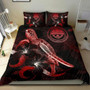 Federated States Of Micronesia Polynesian Bedding Set - Turtle With Blooming Hibiscus Red 2