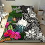 Marshall Islands Bedding Set - Turtle Plumeria Banana Leaf 1