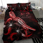 Fiji Polynesian Bedding Set - Turtle With Blooming Hibiscus Red 3