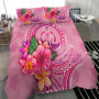 Vanuatu Polynesian Custom Personalised Bedding Set - Floral With Seal Pink 2