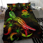 Tuvalu Polynesian Bedding Set - Turtle With Blooming Hibiscus Reggae 3