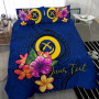 Polynesian Custom Personalised Bedding Set - Vanuatu Duvet Cover Set Floral With Seal Blue 3