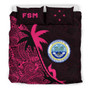 Federated States Of Micronesia Duvet Cover Set - Federated States Of Micronesia Coat Of Arms & Coconut Tree Pink 1