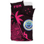 Federated States Of Micronesia Duvet Cover Set - Federated States Of Micronesia Coat Of Arms & Coconut Tree Pink 3