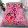 Wallis And Futuna Polynesian Custom Personalised Bedding Set - Floral With Seal Pink 1