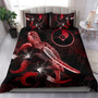 Yap Polynesian Bedding Set - Turtle With Blooming Hibiscus Red 1