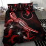 Yap Polynesian Bedding Set - Turtle With Blooming Hibiscus Red 3