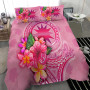 Nauru Polynesian Custom Personalised Bedding Set - Floral With Seal Pink 2