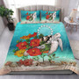 Polynesian Custom Personalised Bedding Set - Papua New Guinea Duvet Cover Set Floral With Seal Blue 5