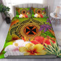 Wallis And Futuna Polynesian Bedding Set - Manta Ray Tropical Flowers (Reggae) 1