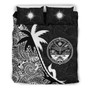 Marshall Islands Duvet Cover Set - Marshall Islands Coat Of Arms & Coconut Tree Black White 2