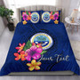Micronesia Custom Personalised Bedding Set - Federated States Of Micronesia Duvet Cover Set Floral With Seal Blue 1