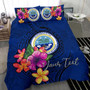 Micronesia Custom Personalised Bedding Set - Federated States Of Micronesia Duvet Cover Set Floral With Seal Blue 3