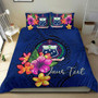 Polynesian Custom Personalised Bedding Set - Samoa Duvet Cover Set Floral With Seal Blue 2