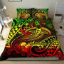 Polynesian Duvet Cover Set - Northern Mariana Islands Bedding Set Blue Plumeria Animal Tattoo 5