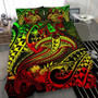 Polynesian Duvet Cover Set - Northern Mariana Islands Bedding Set Blue Plumeria Animal Tattoo 6