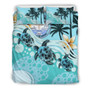 Polynesian Duvet Cover Set - Marshall Islands Bedding Set Blue Turtle Hibiscus 2