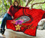 American Samoa Polynesian Custom Personalised Premium Quilt - Floral With Seal Red 7