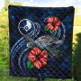 Yap Polynesian Premium Quilt - Blue Turtle Hibiscus 4